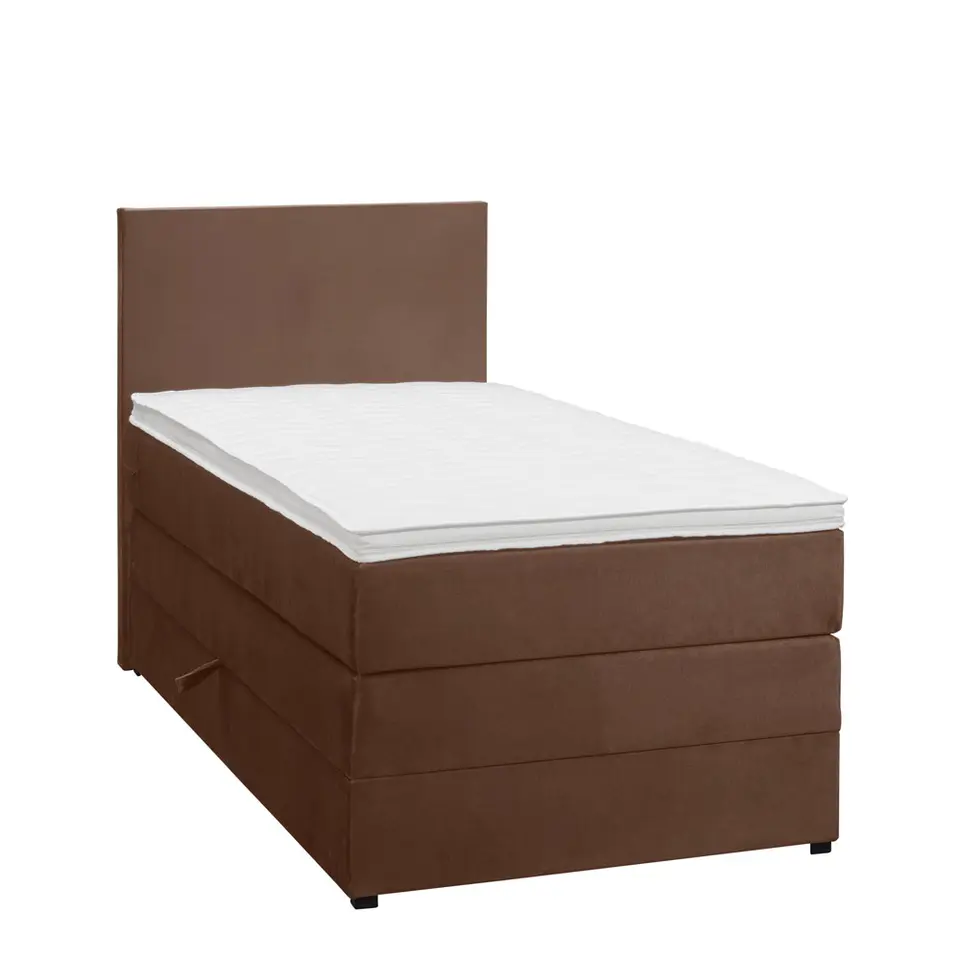 Boxspring met opbergruimte Liv egaal - bruin - 90x200 cm