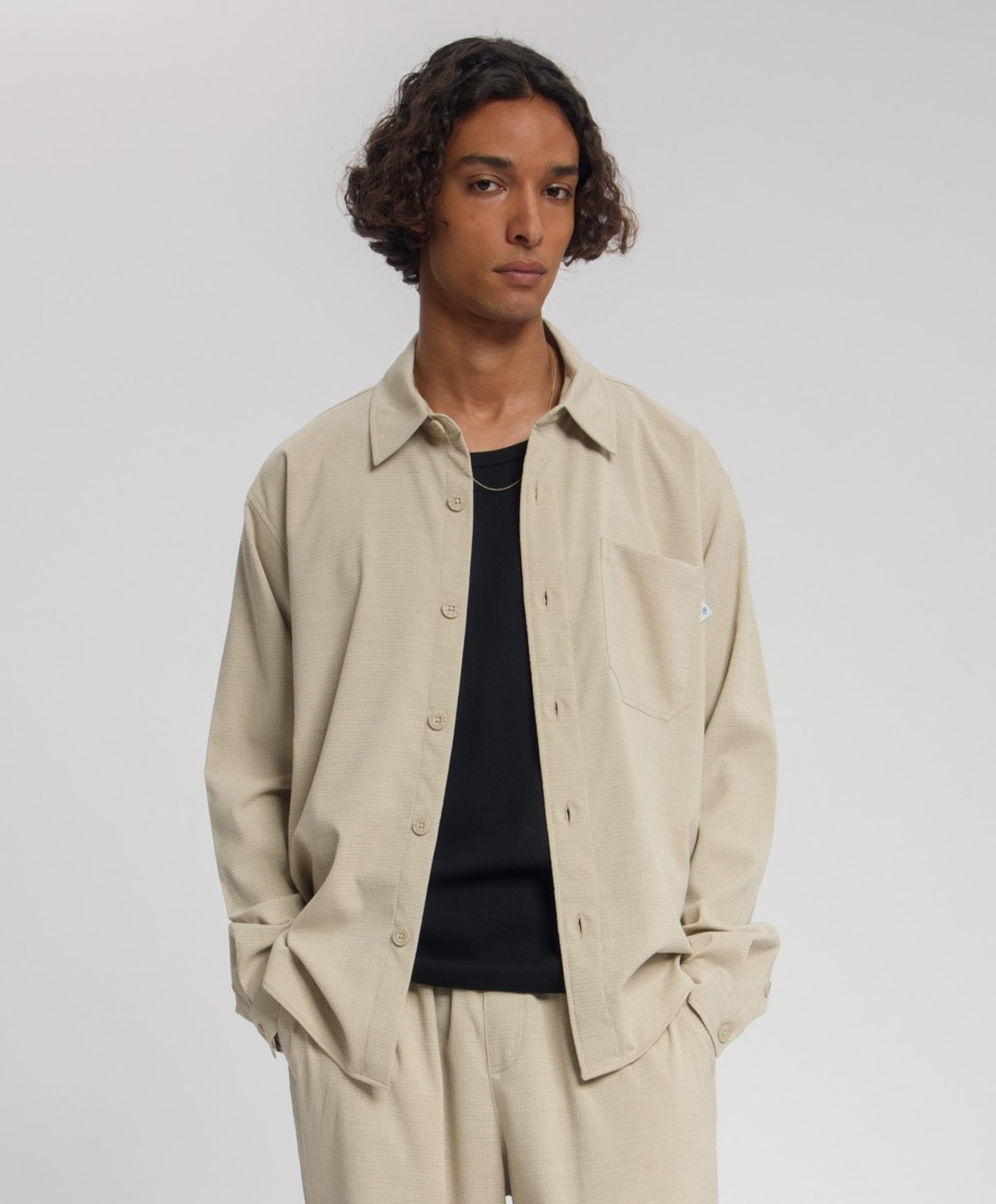 Law of the Sea Heren overhemd lange mouw beige