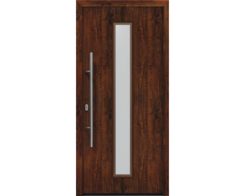 EcoStar ISOPRO IP 020 S 1100 x 2100 mm Linksdraaiende voordeur, donker eiken, inclusief beslagset, RVS-greep, veiligheidsprofielcilinder met 5 sleutels