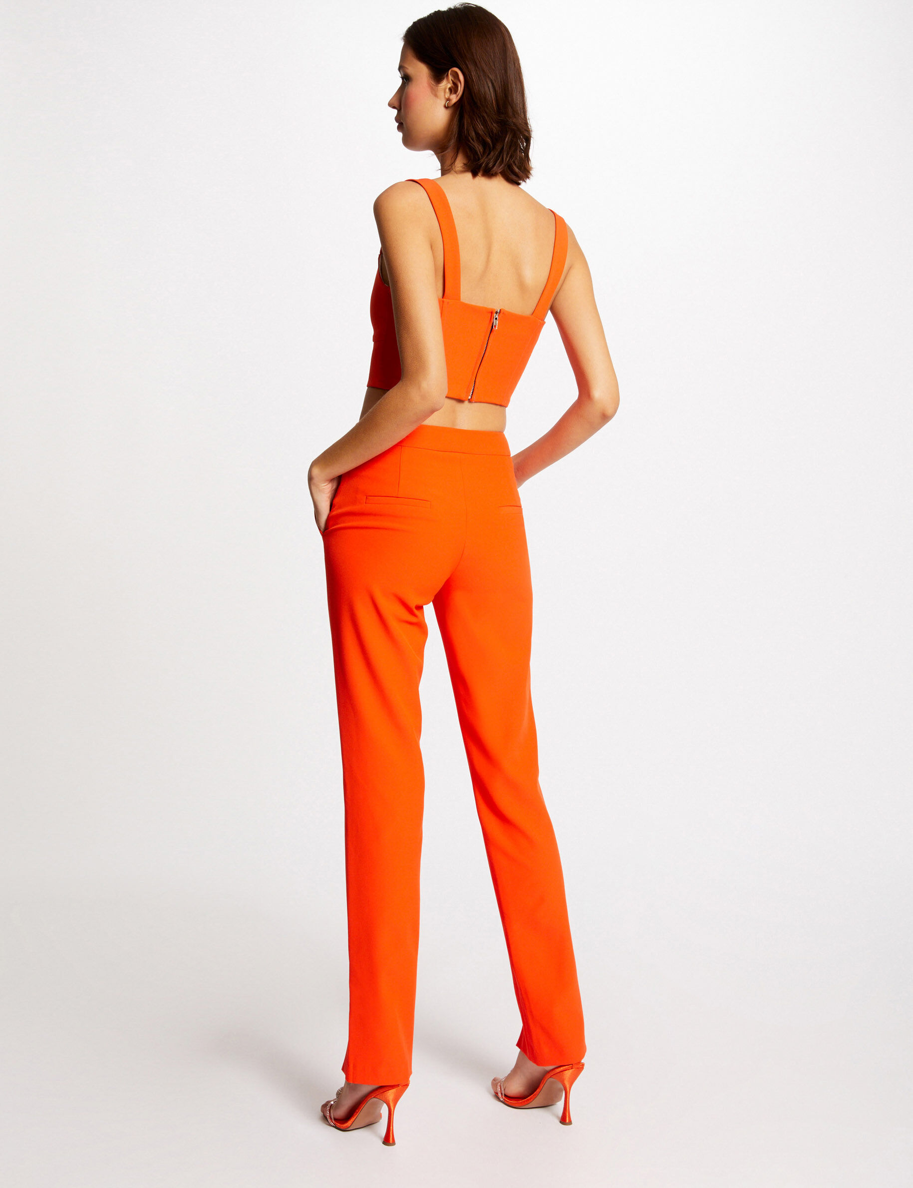 Bustier bretelles larges orange femme - orange