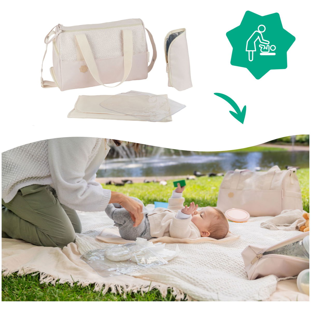 badabullebadabulle   Wickeltasche Pocketstyle cream