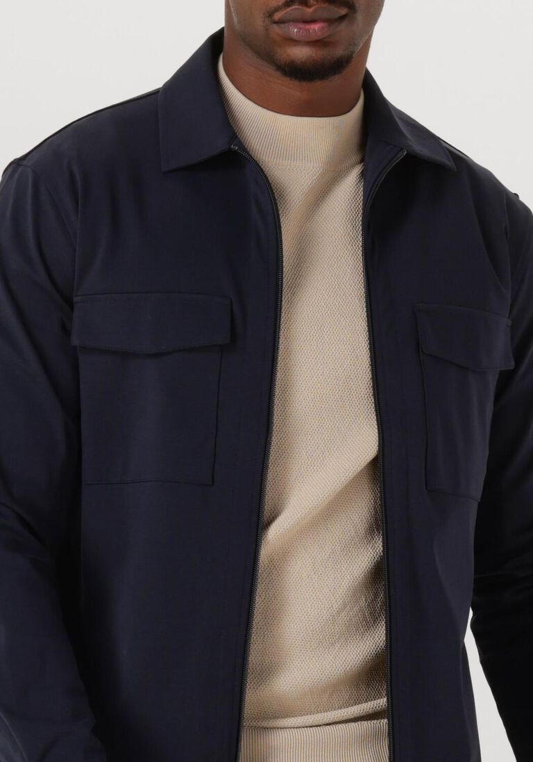 donkerblauwe genti overshirt oaks shirt jacket zip