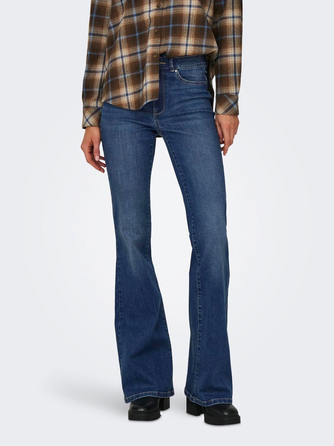 ONLROSE Hohe Taille Ausgestellt Jeans Medium Blue Denim