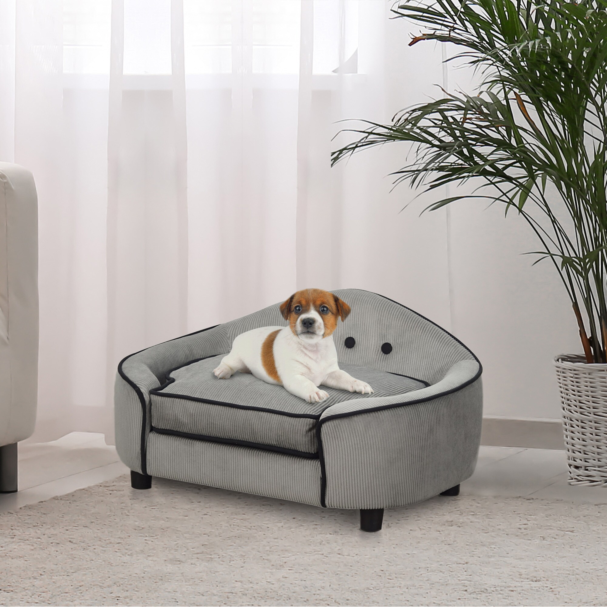 PawHut Hundesofa grau 66,5 x 45 x 35,5 cm (BxTxH)