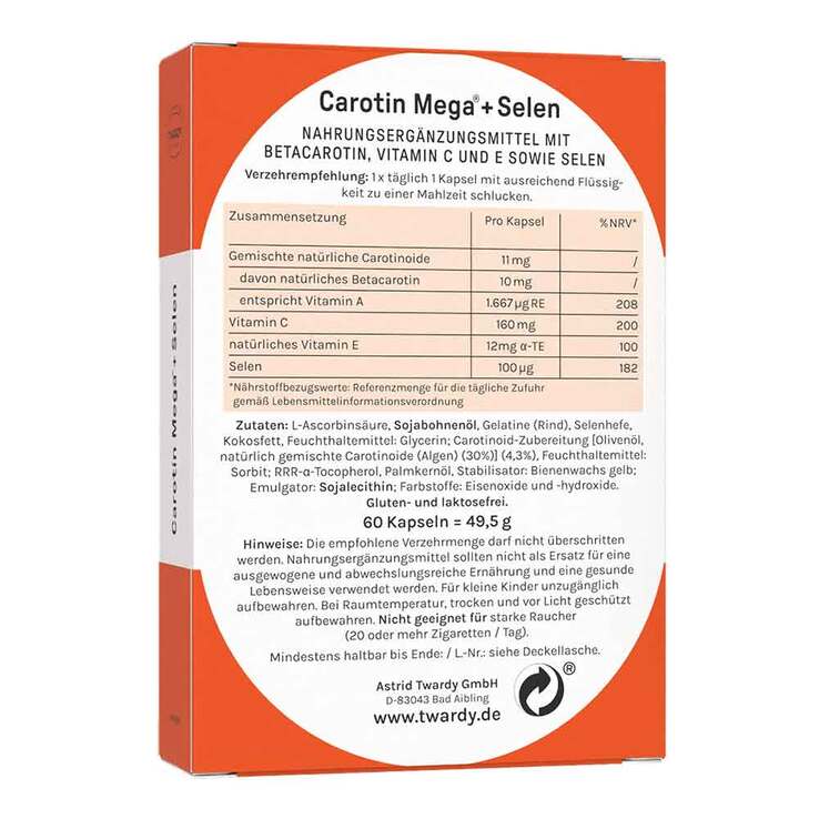 Carotin Mega + Selen Kapseln, 60 St