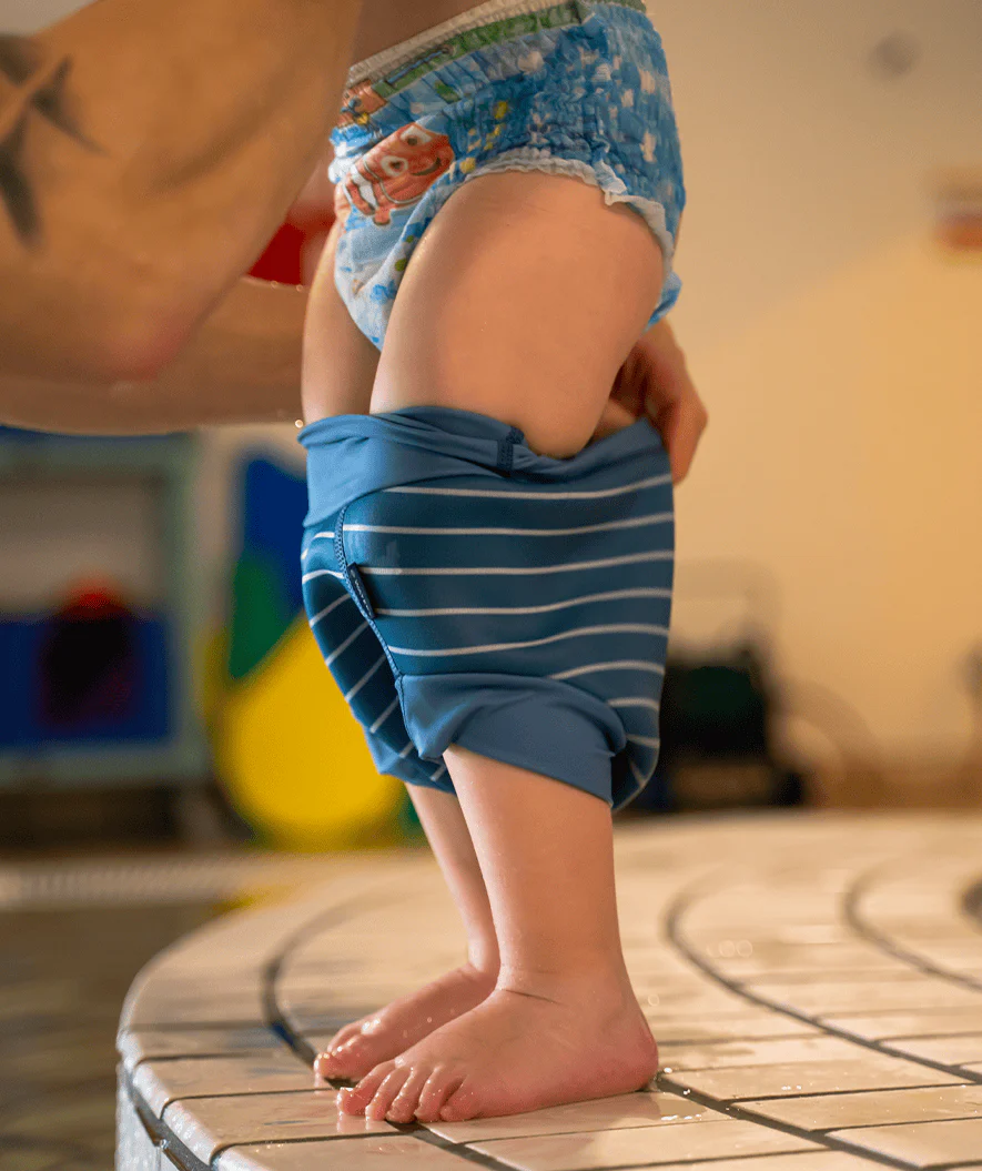 Watery blebadebukser til børn - Neoprene Swim Nappy - Purple Stripes