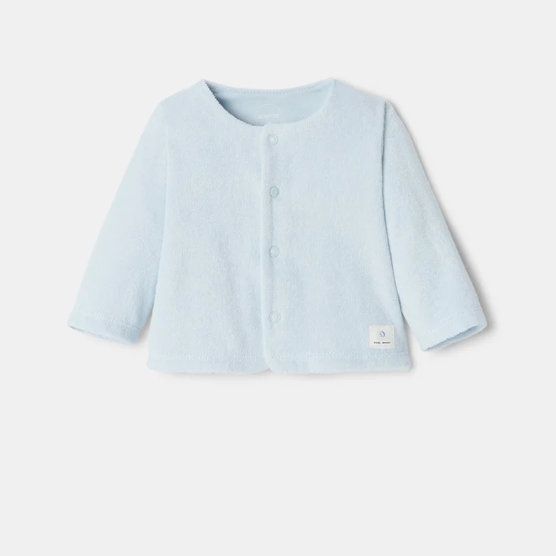 Gilet boutons à pression en coton bio bleu naissance Absorba Bleu