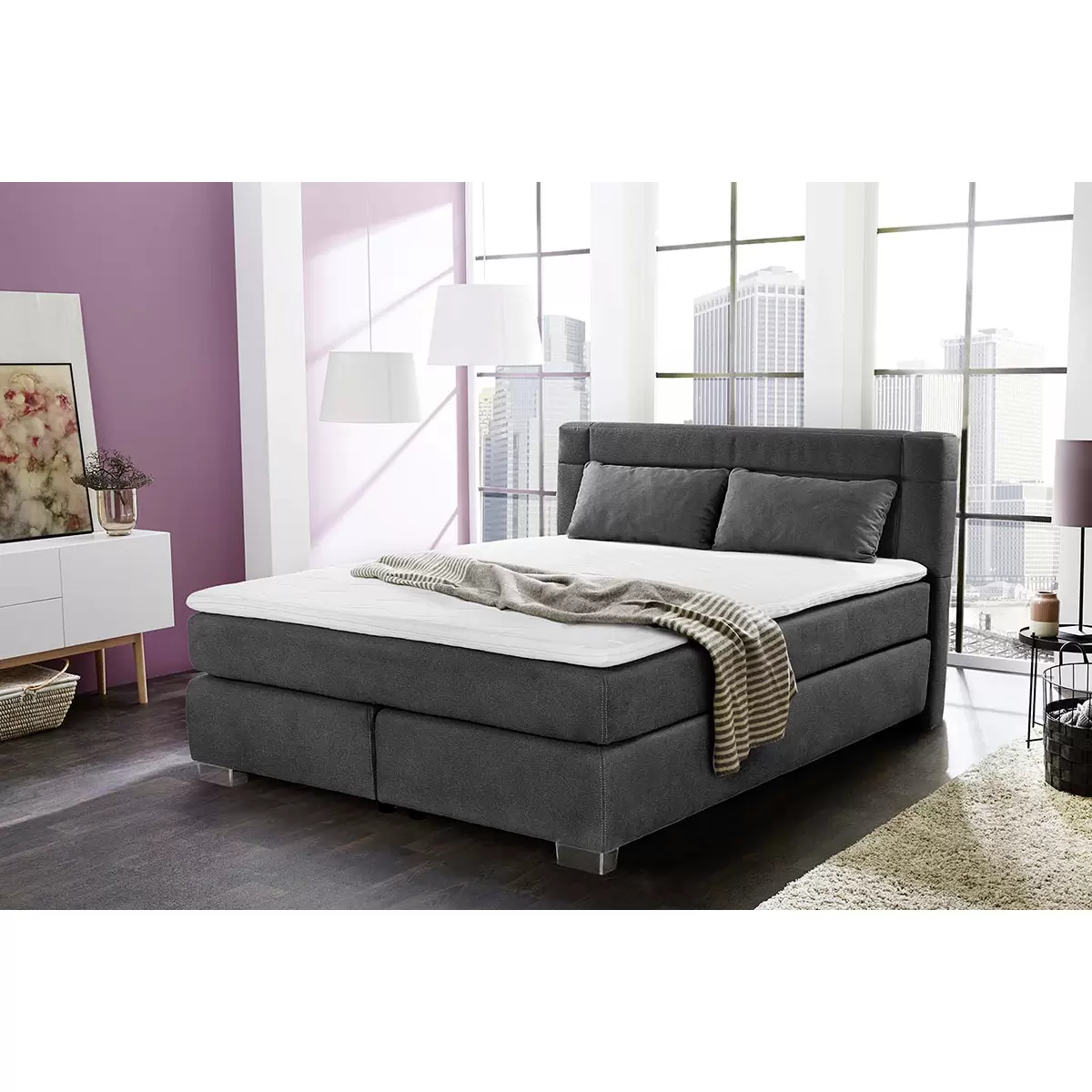 Boxspringbett Recife Mix 180 x 200 Dunkelgrau