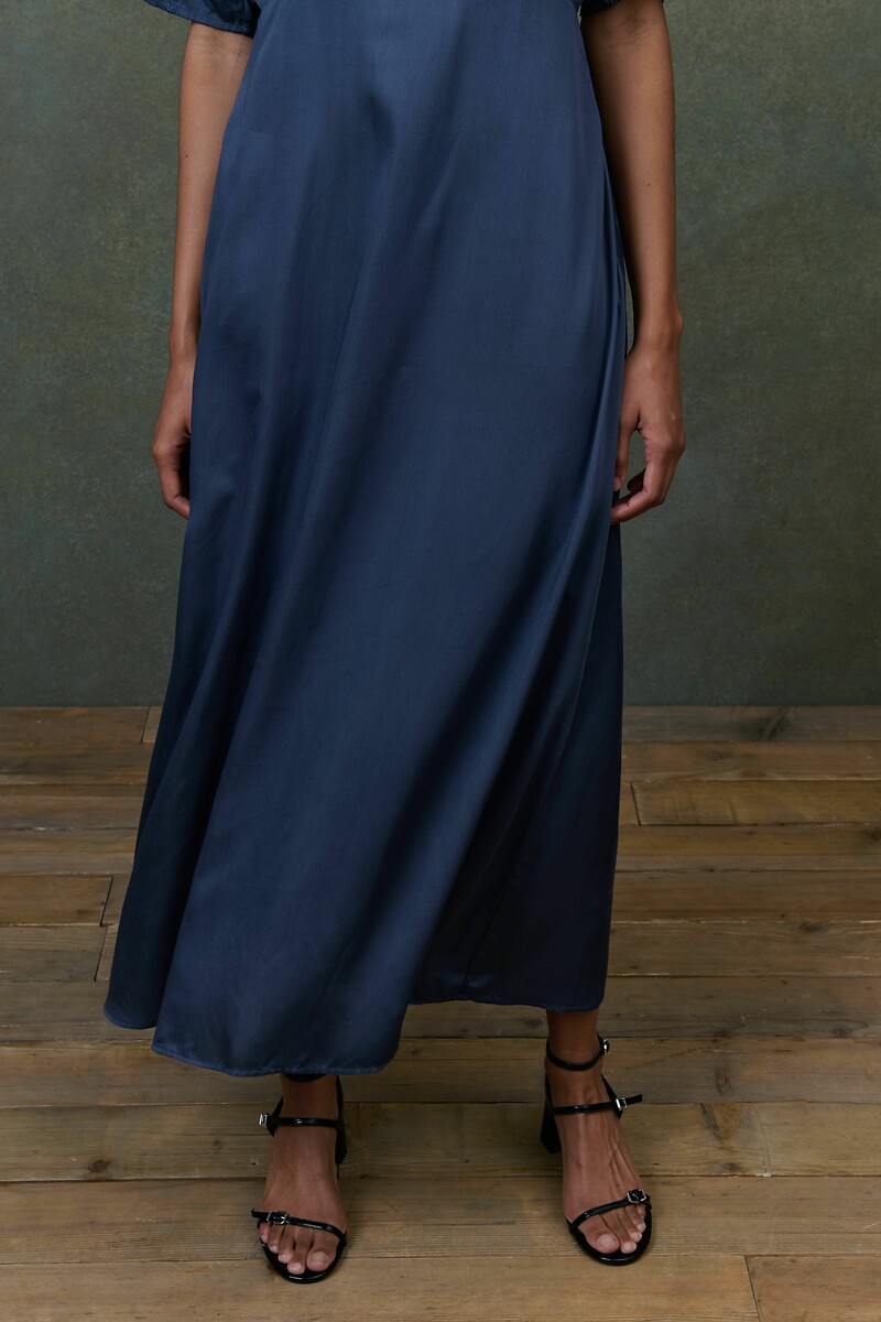 LOUISE MISHA<br>Vestido longo com decote em V e cinto, LAZLAI