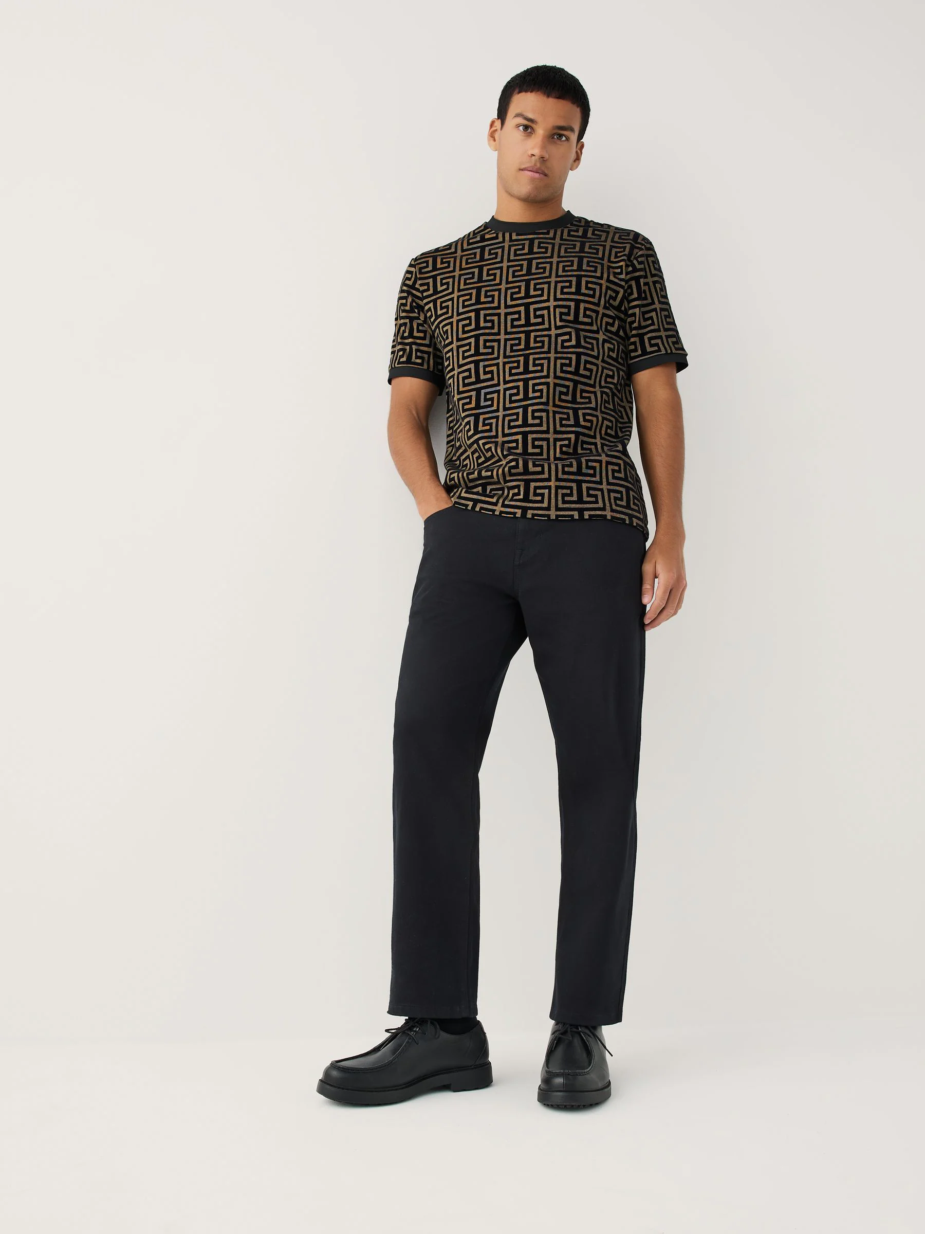Zwart/goud - Smart Flocked T-Shirt