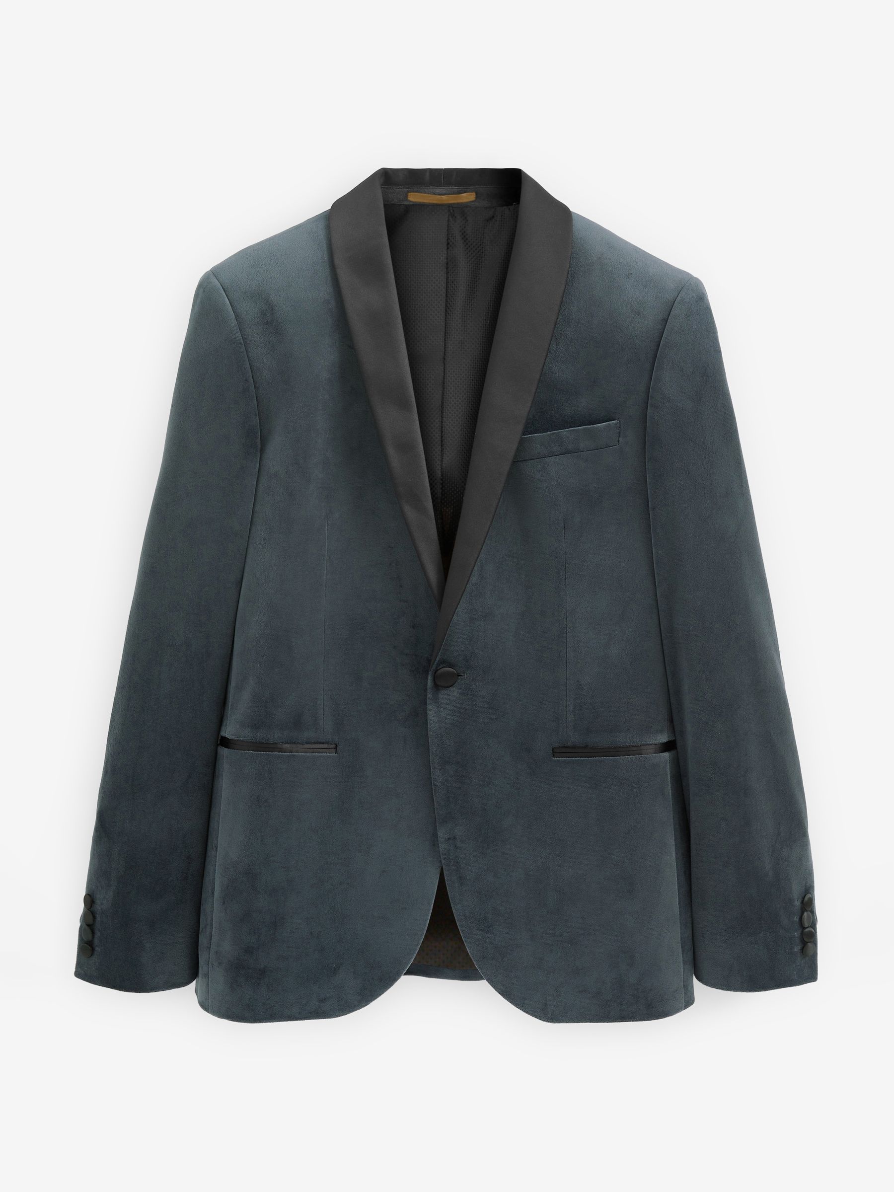 Grijs - Slim Fit - Fluwelen blazer
