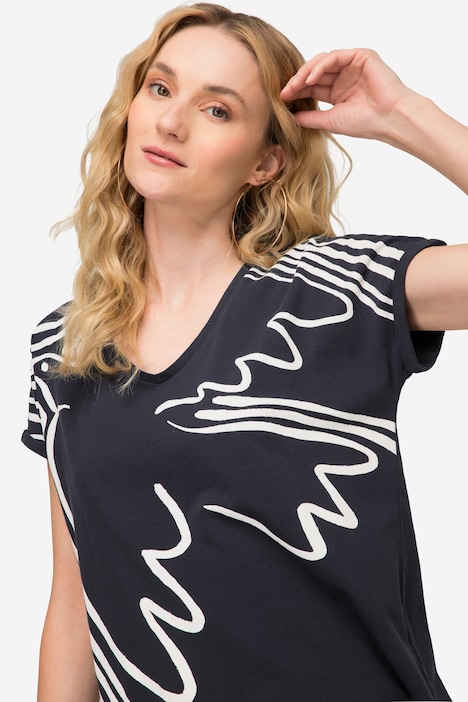 T-Shirt, oversized, Taube, V-Ausschnitt