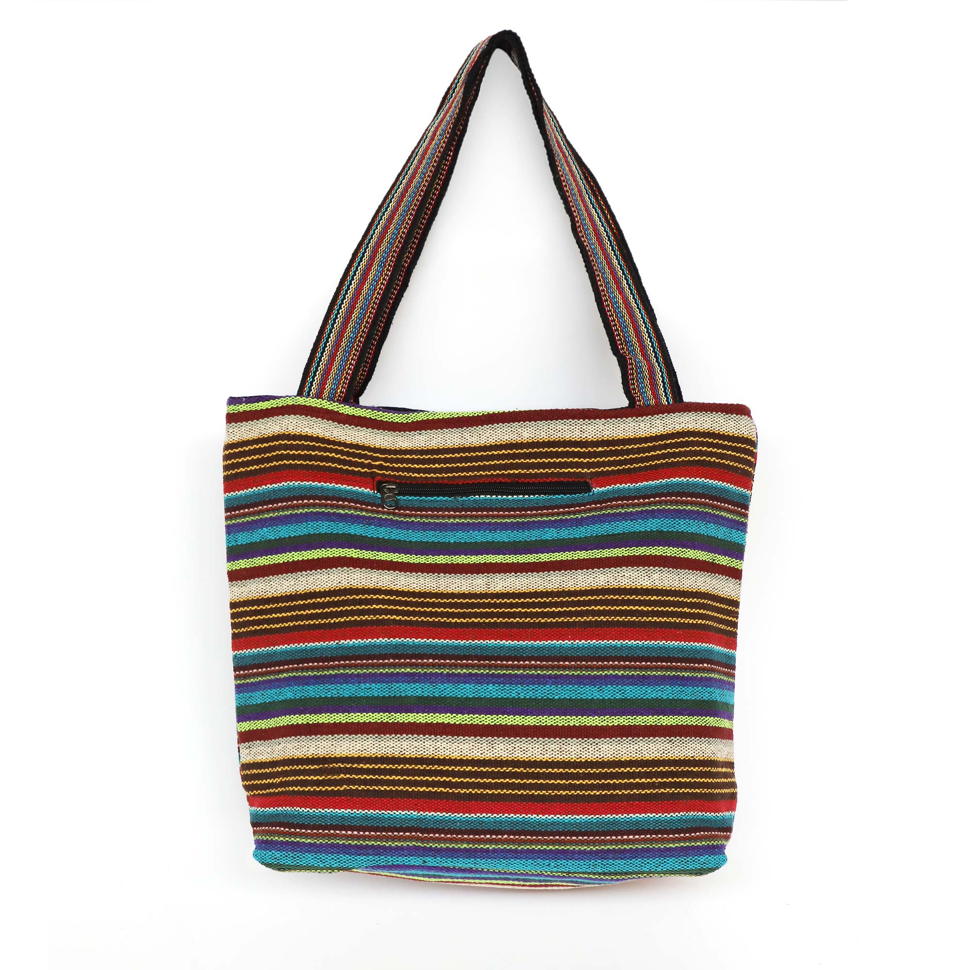 Einkaufstasche aus Baumwolljacquard, blau-braun gestreift, B 35 cm, H 40 cm, L 10 cm günstig bestellen