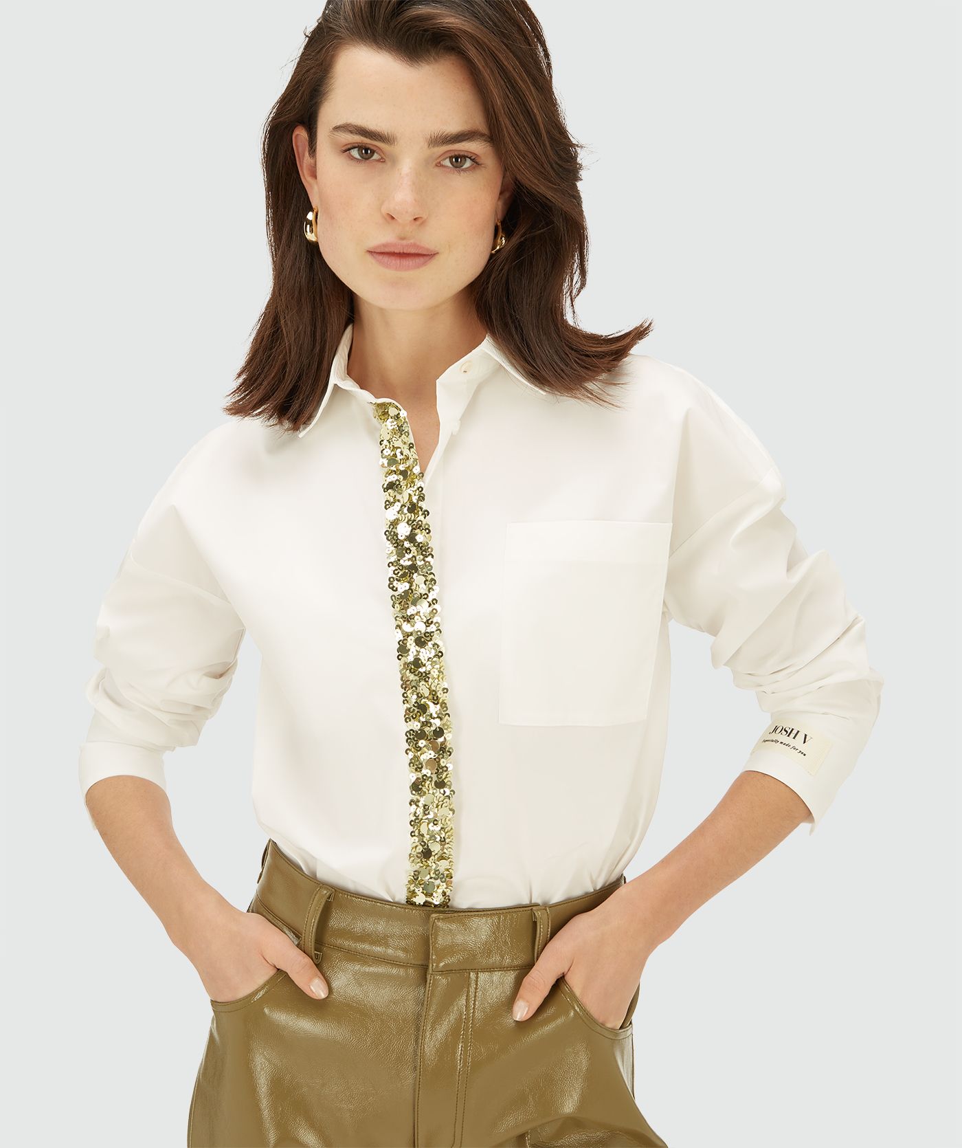JV-CECILE oversized blouse met pailletten - off white