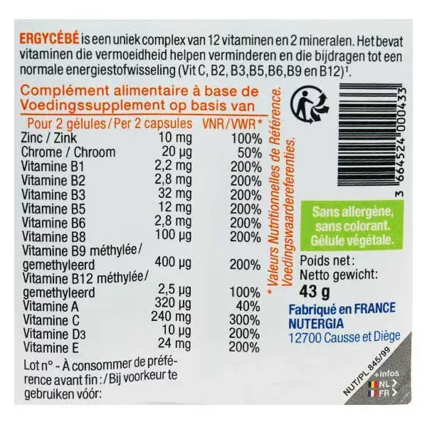 Nutergia Ergycébé 90 cápsulas