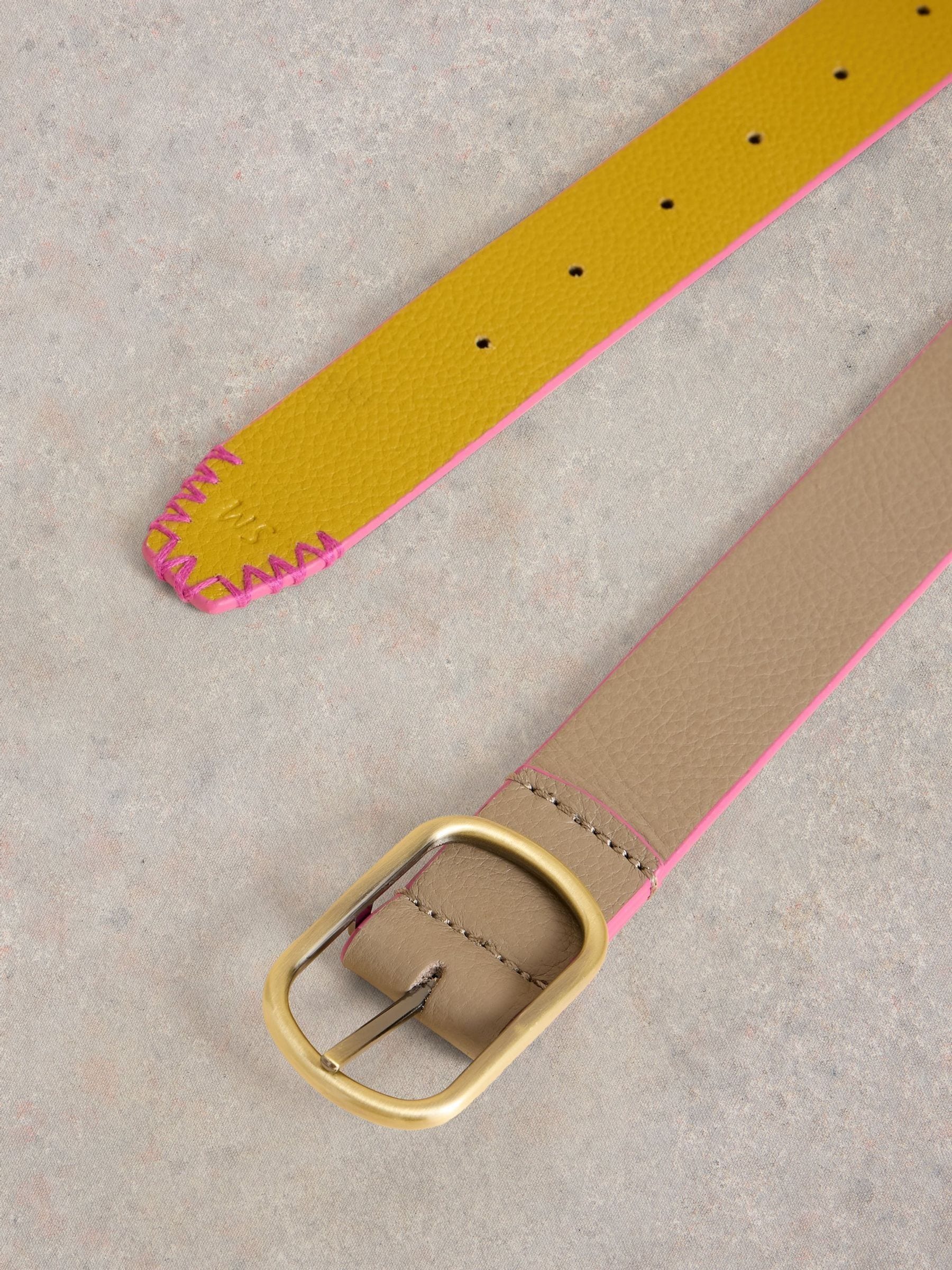 Geel - White Stuff Reversible Leather Belt