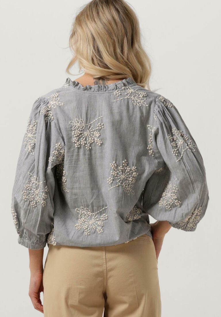 SUMMUM gebroken wit summum top top heavy embroidery stripe