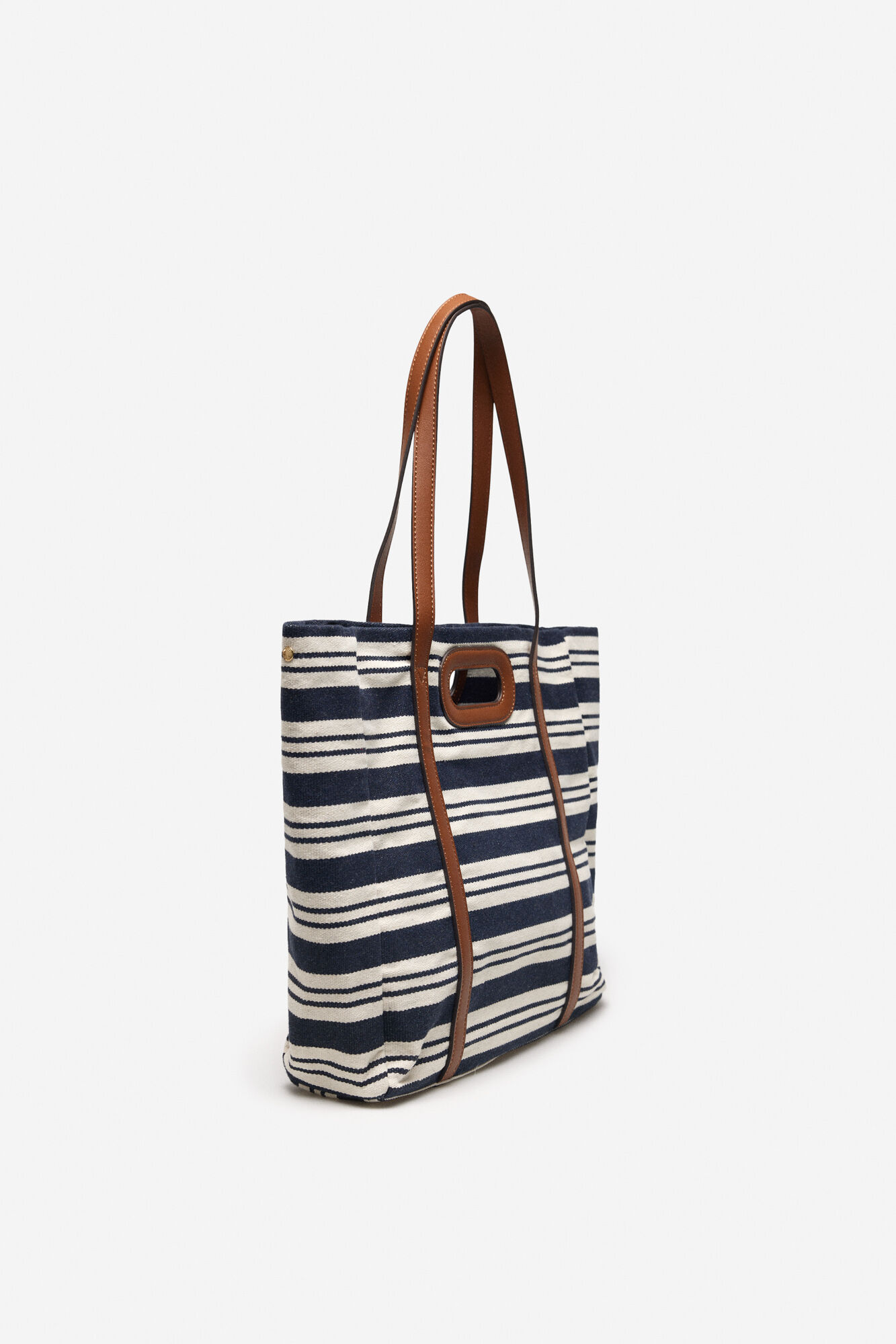 Bolsa shopper tejido rayas - Azul marino