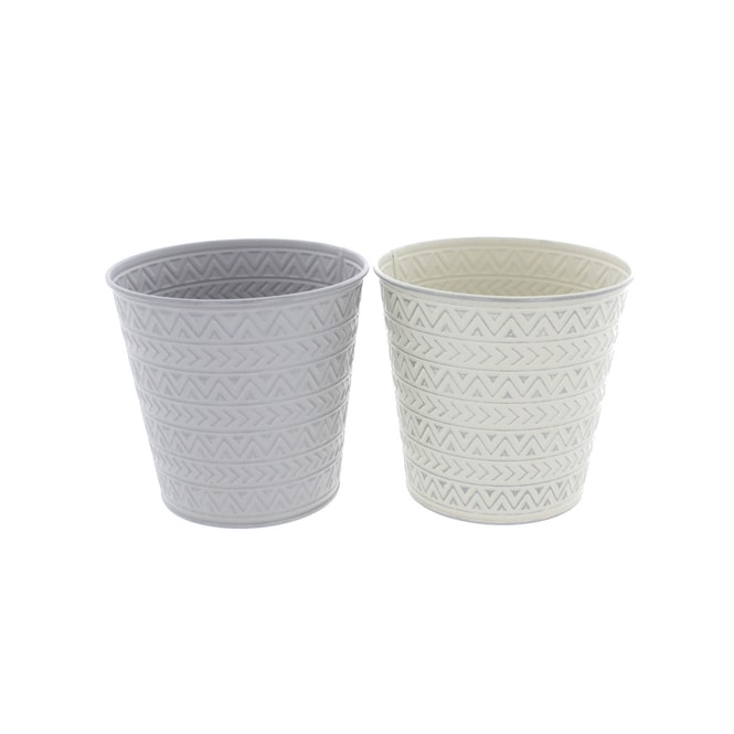 Pflanztopf - rund - weiß oder grau - ca. 16 x 11,5 x 14,5 cm - 1 Stück