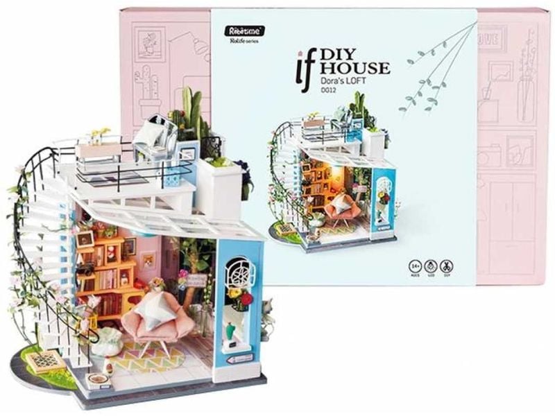 RoboTime Bausatz Doras Loft 3D-Puzzle aus lasergeschnittenen Holzteilen