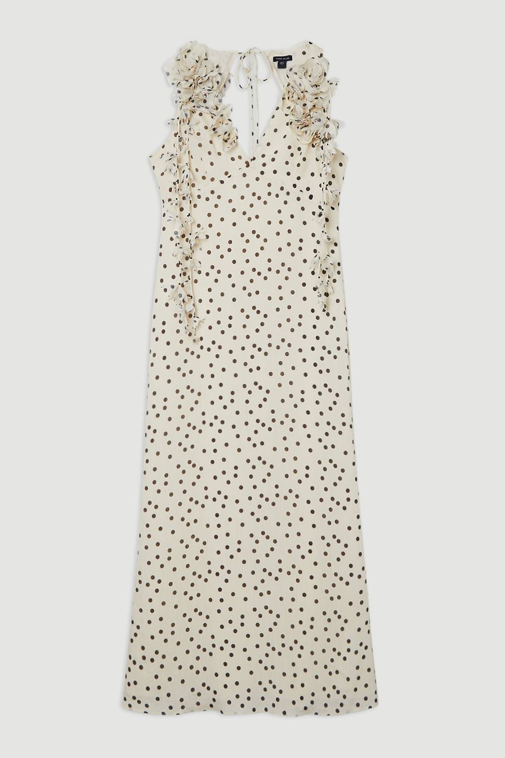 KarenMillen Robe maxi tissée à col halter ornée d'appliqués imprimés à pois