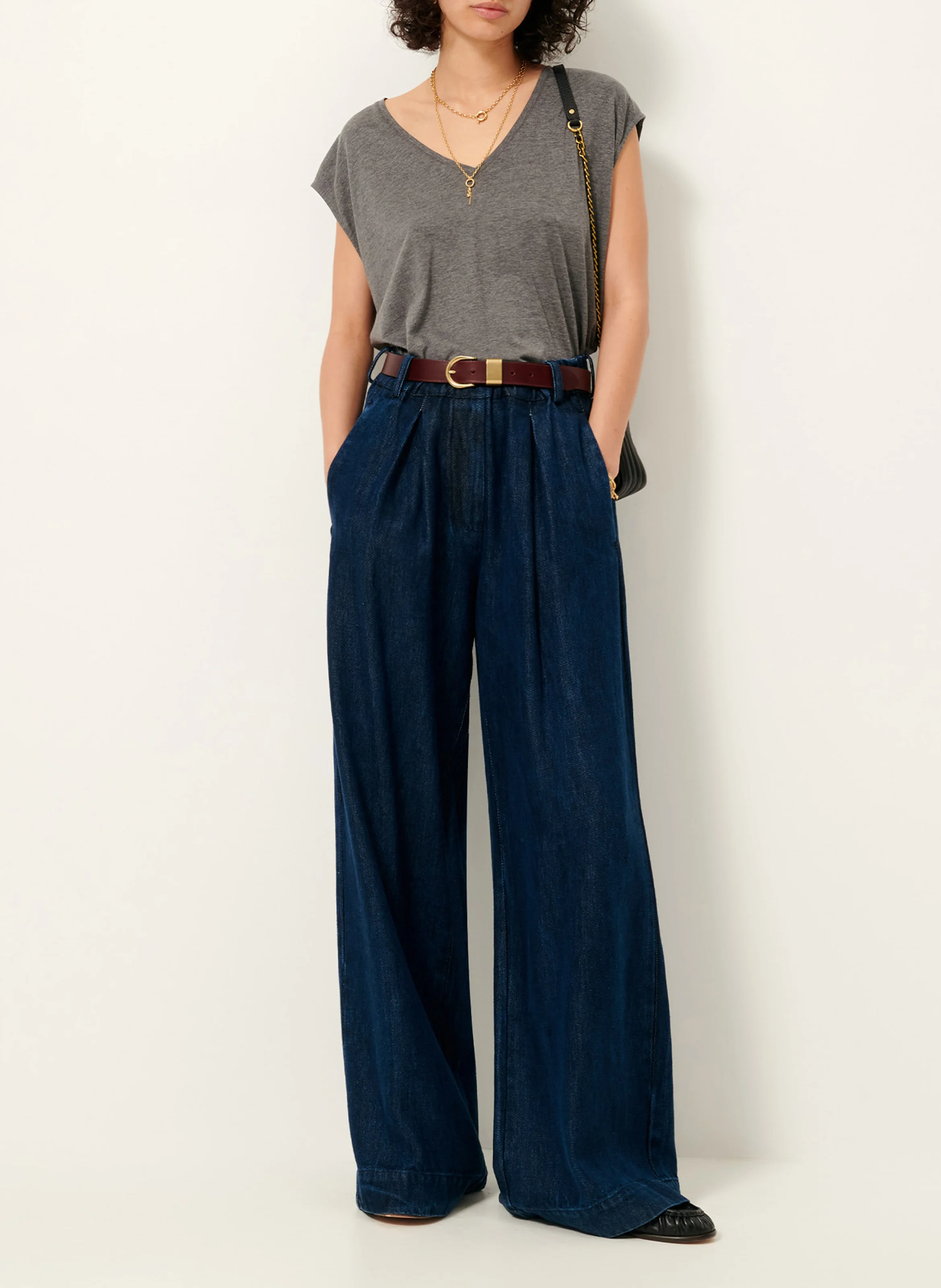 THE V - Tee-shirt col V ample | Gris