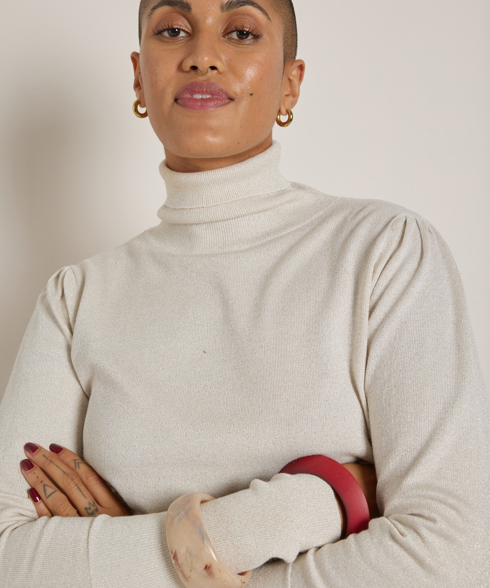 glitter trui met turtleneck