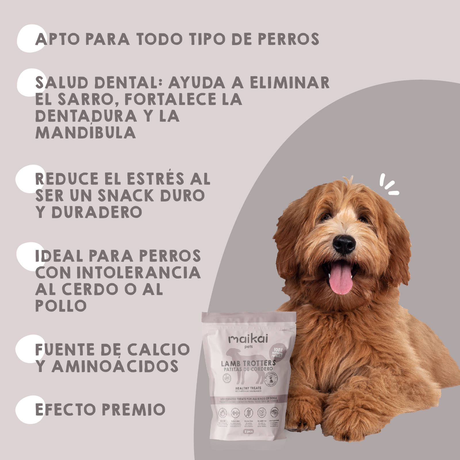 Pés de cordeiro desidratados. Petiscos 100% naturais para cães. MAIKAI PETS. 2 unidades.