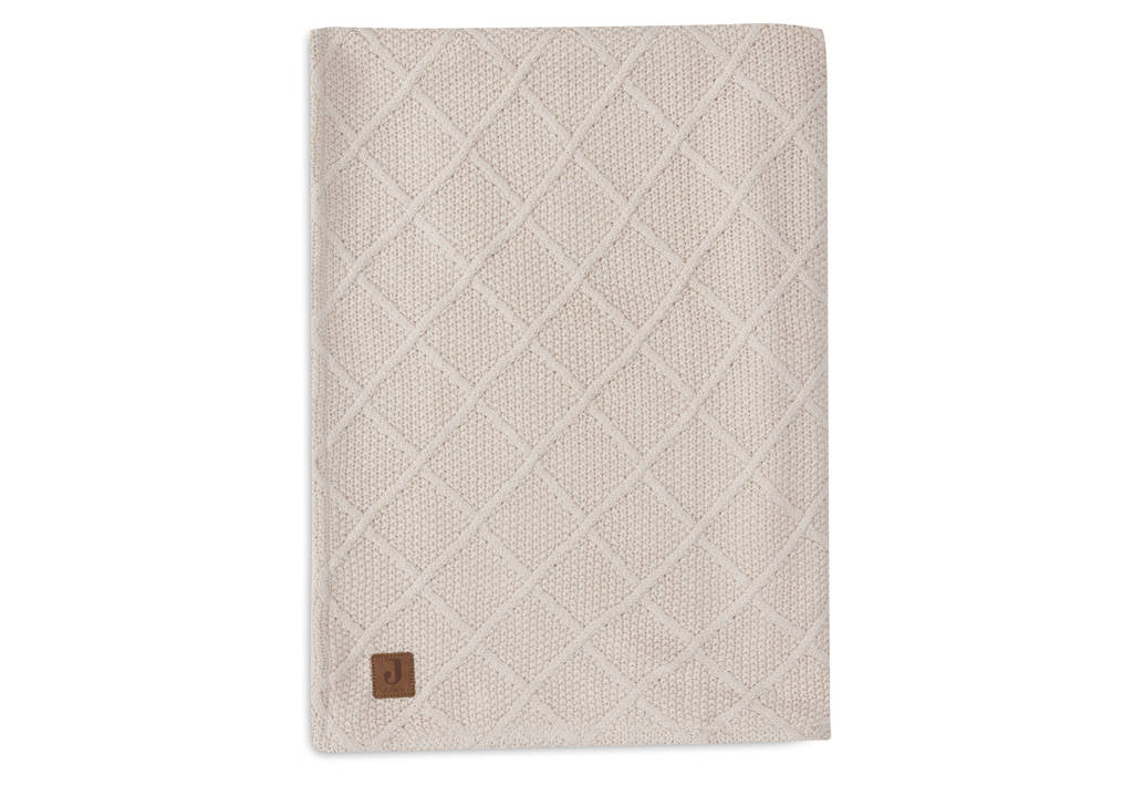 ledikantdeken Check Knit - Oatmeal/Teddy Fleece