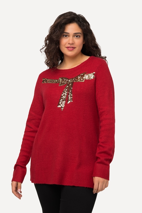 Pullover, Pailletten-Schleife, Rundhals, Langarm
