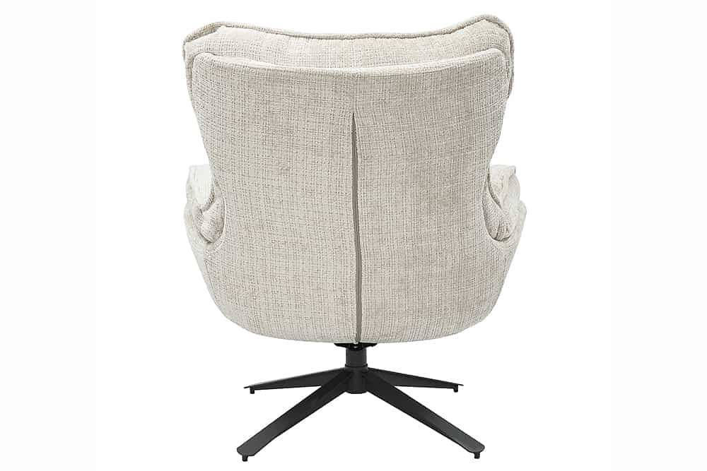 Drehbarer Sessel CLOUD champagner beige Chenille schwarz Metall