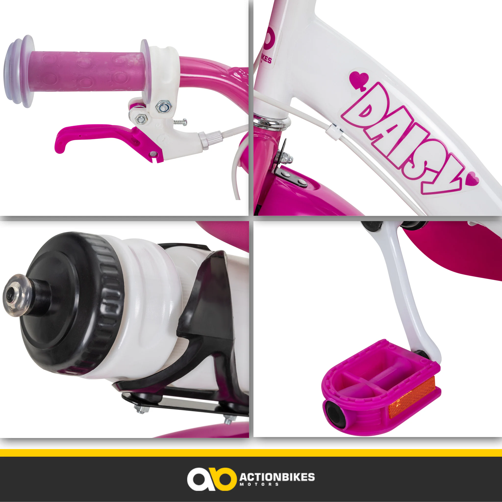 Actionbikes Kinderfahrrad Daisy 16 Zoll, pink, Stützräder, Korb, V-Brake-Bremsen, Antirutschgriffe (East)