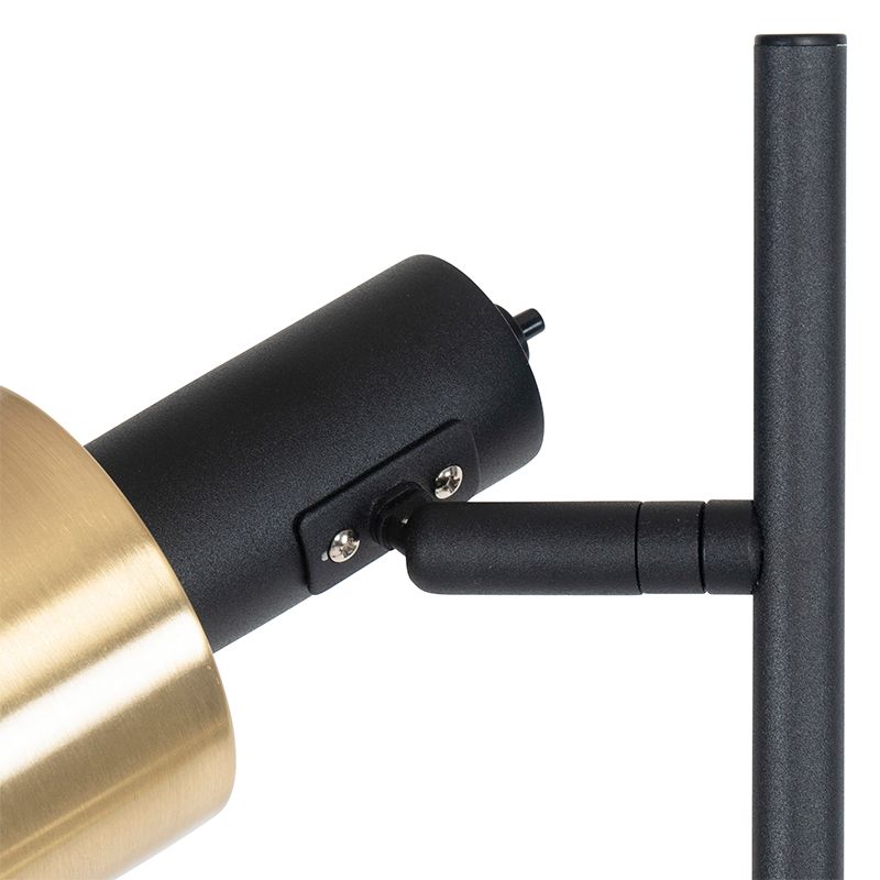 Design vloerlamp zwart met goud 2-lichts - Stijn