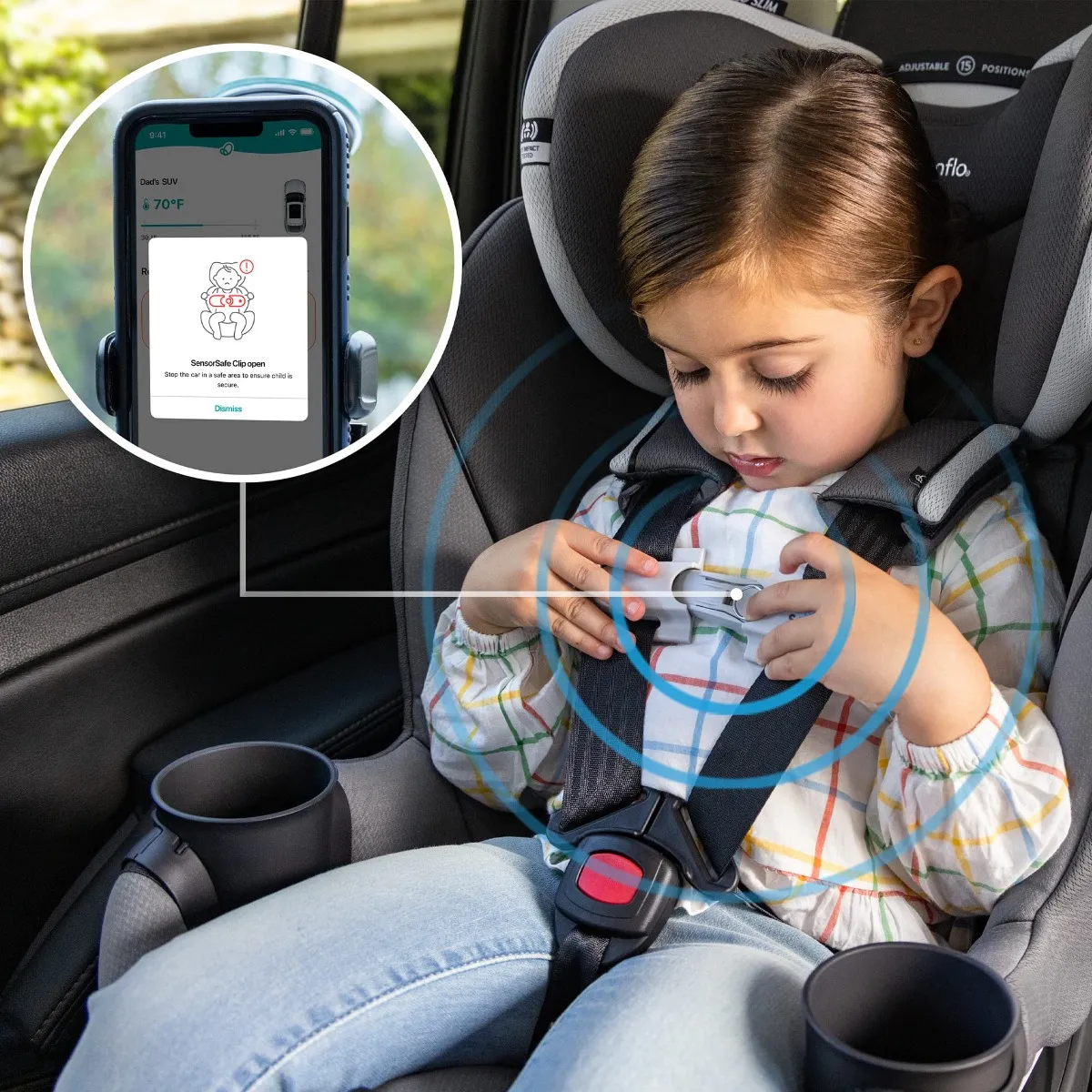 Evenflo Siège d’Auto 2-en-1 Rotatif Slim Revolve 360 GOLD avec SensorSafe - Gris Perle