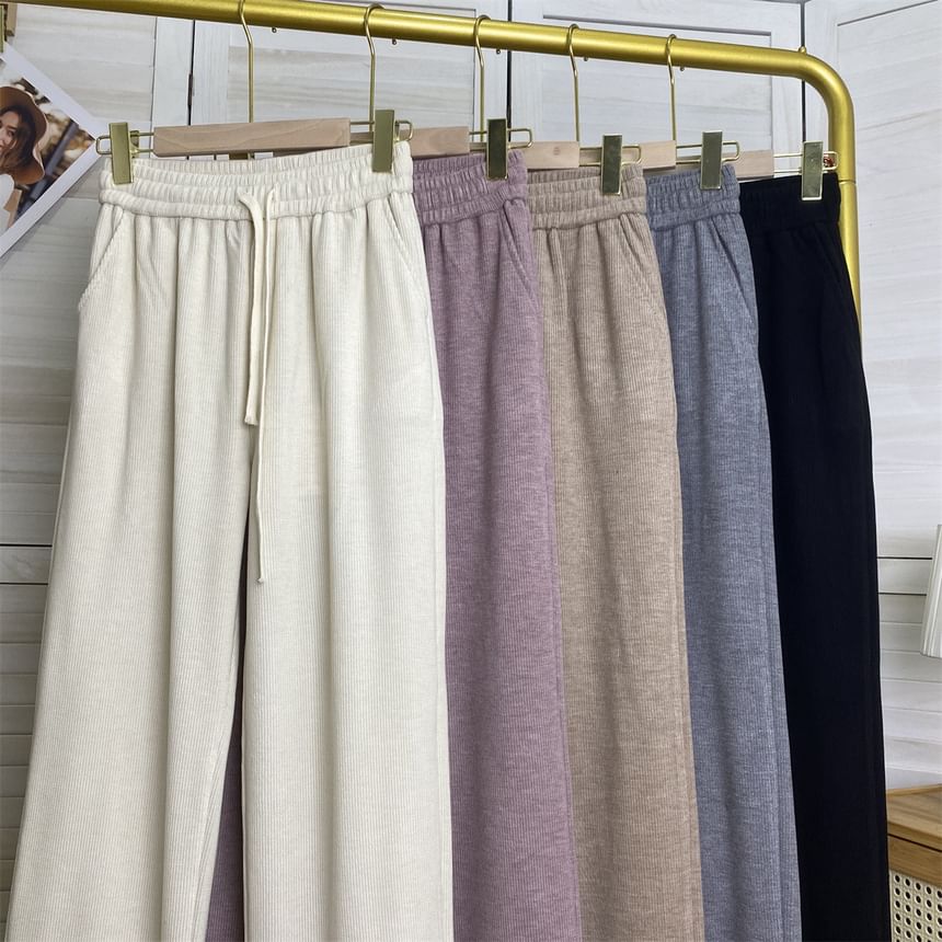 DIYI - Corduroy broek met wijde pijpen en trekkoord