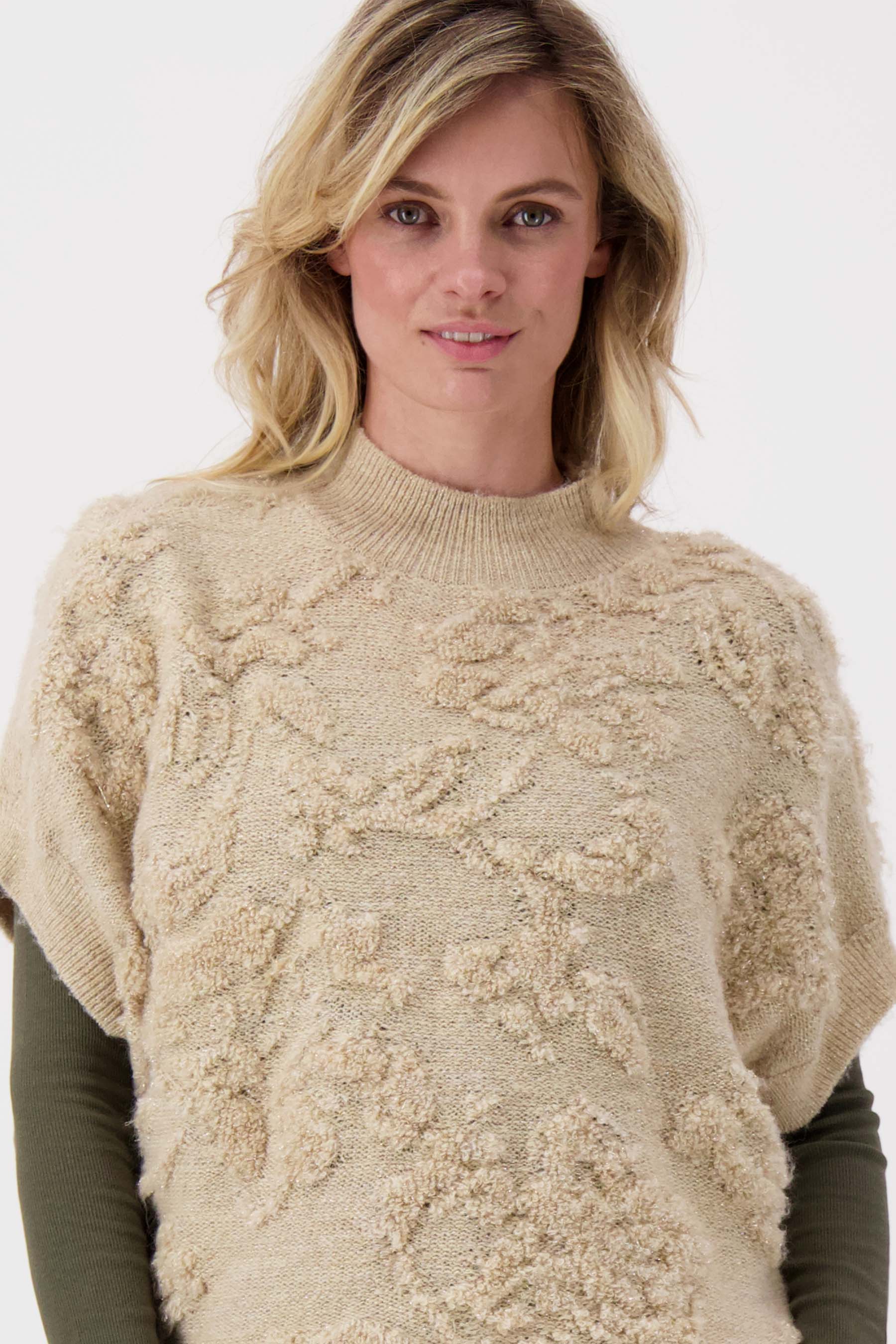 mouwloze trui met lurex jacquard
