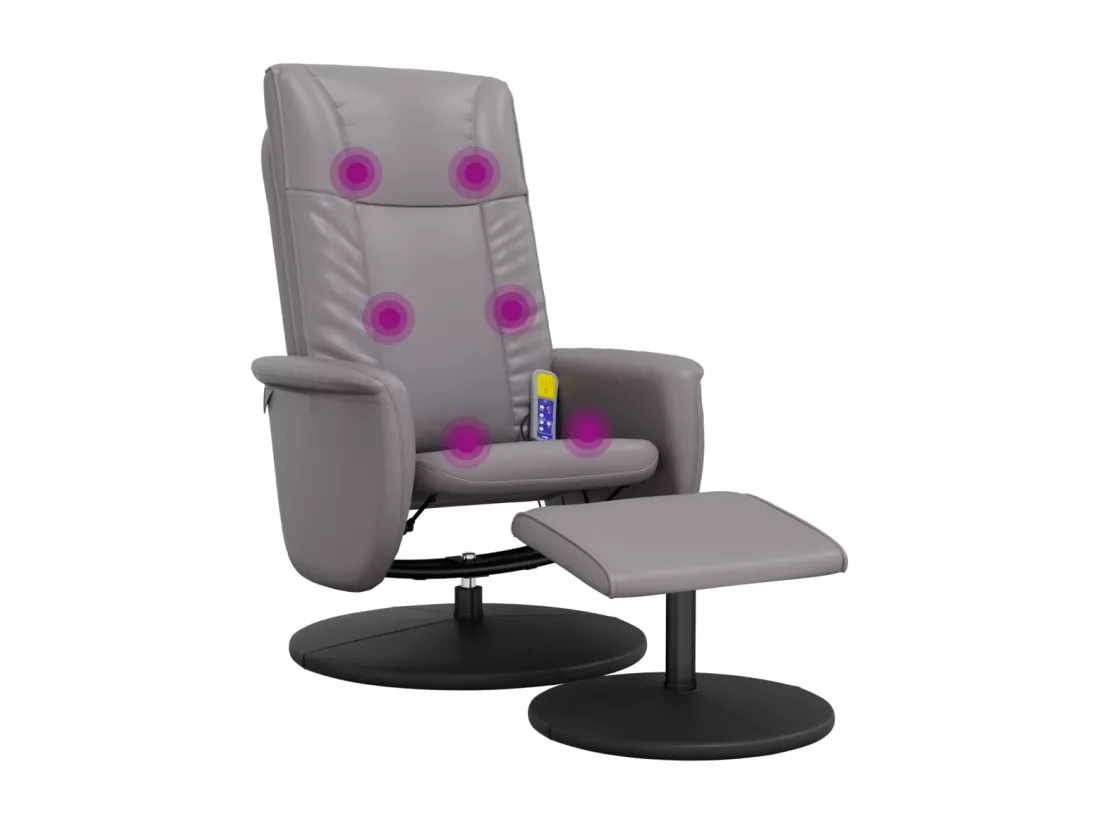 Fauteuil inclinable de massage avec repose-pied gris similicuir