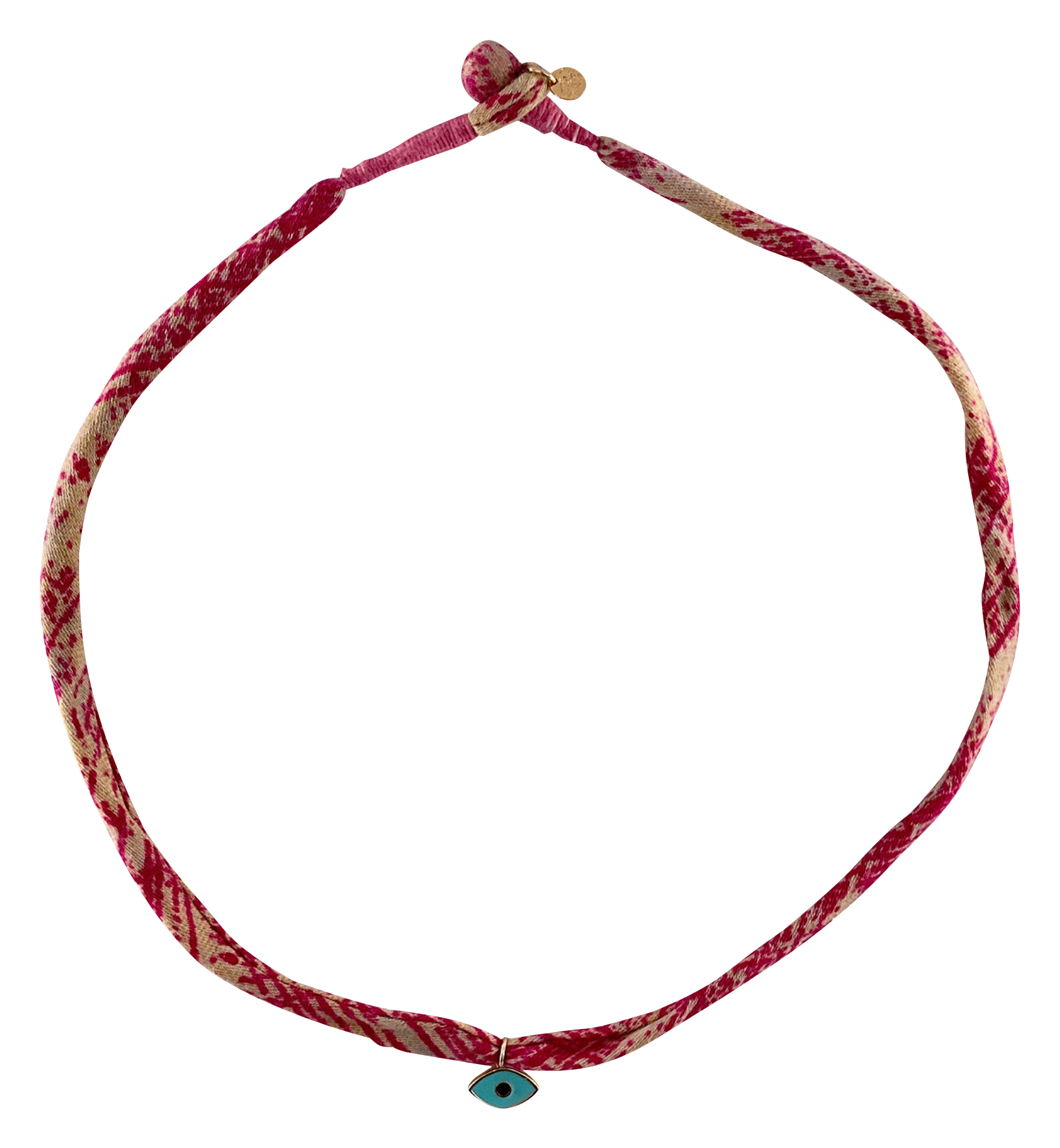 TISSU - Collier tissu à pendentif d'oeil protecteur| Rose