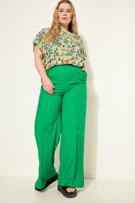 Hose, Wide Legs, Seitenschlitze, Elastikbund