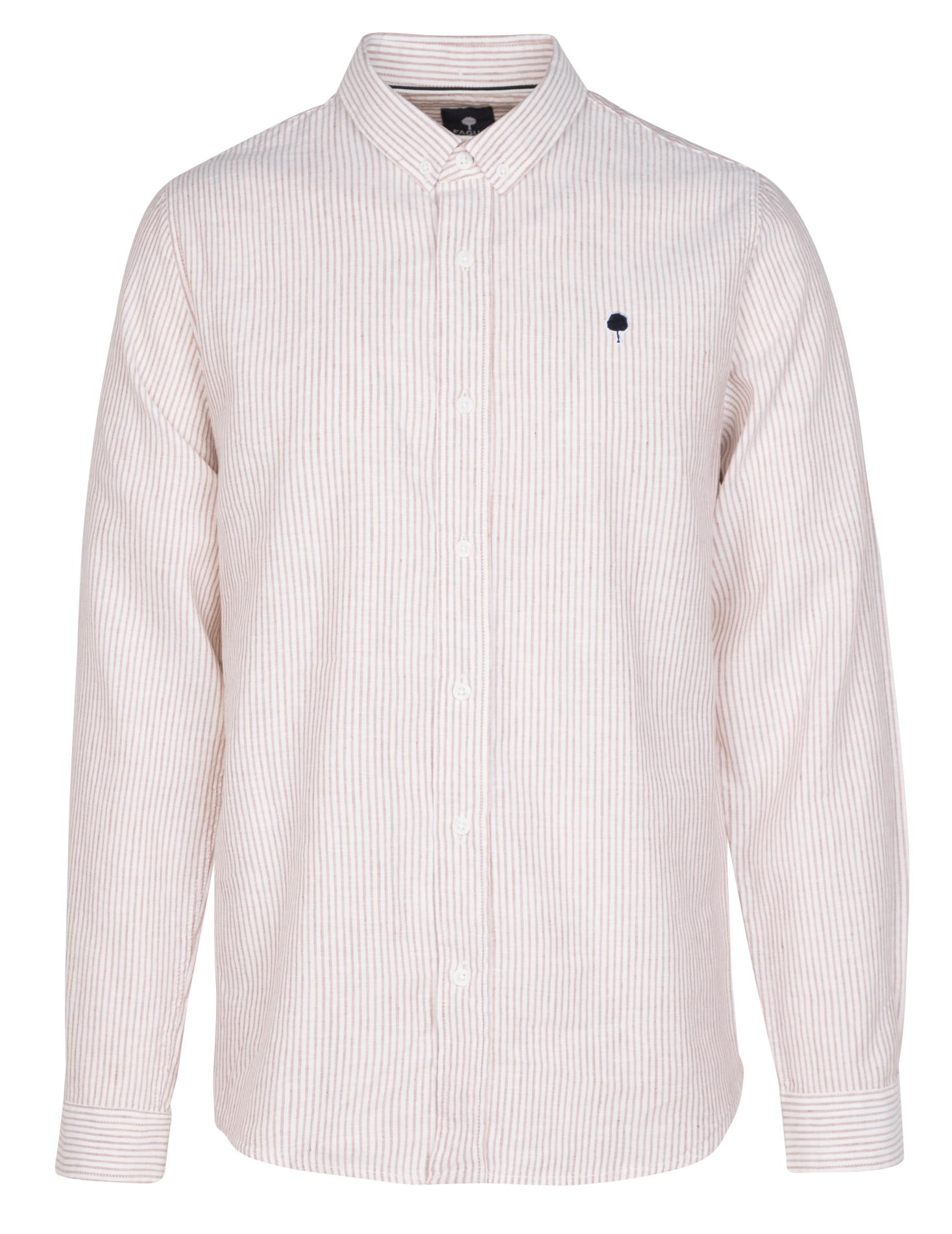 IVOY - Chemise col classique regular-fit en coton et lin mélangé | Beige
