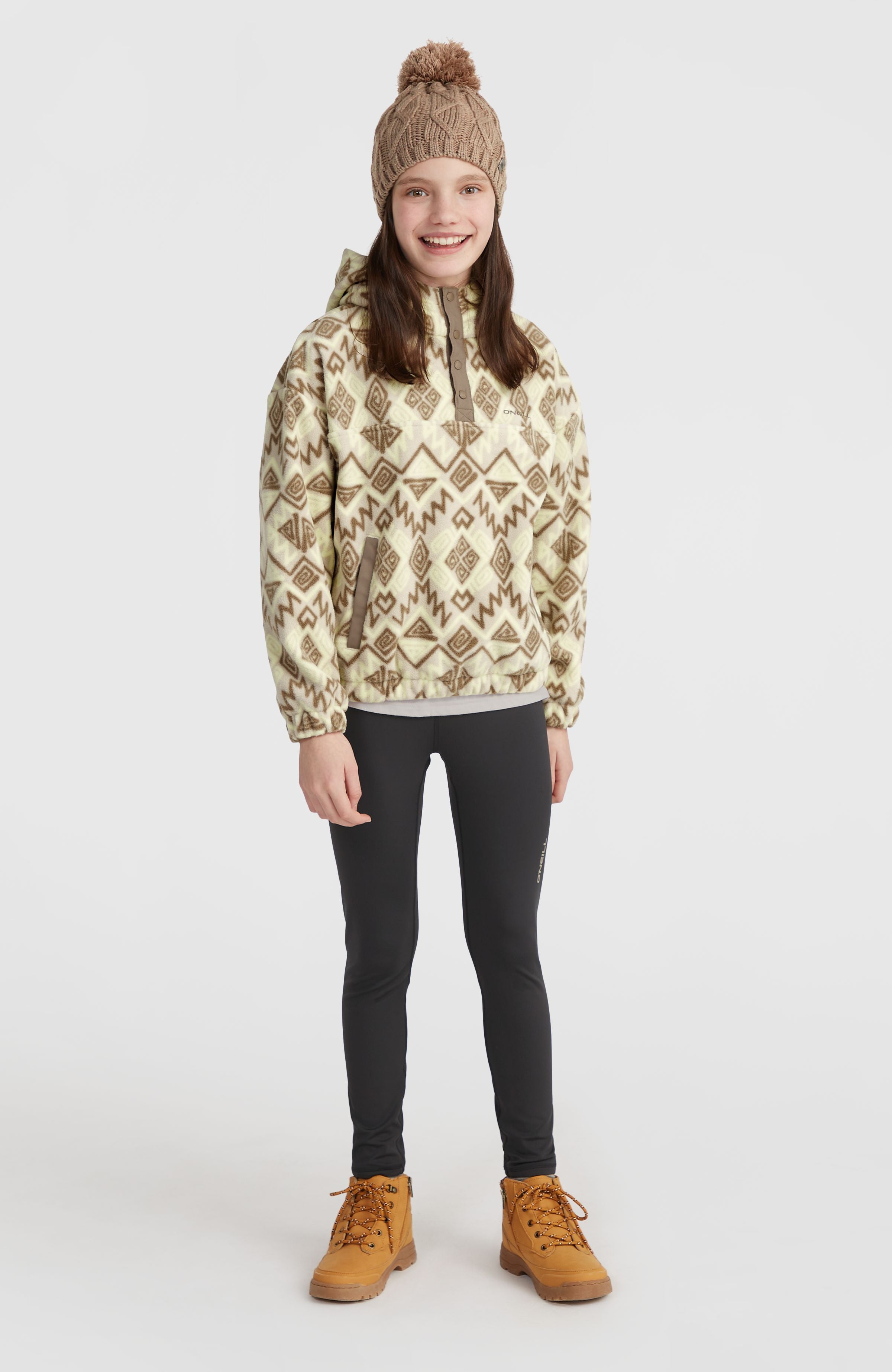 Superfleece hoodie met halve rits
