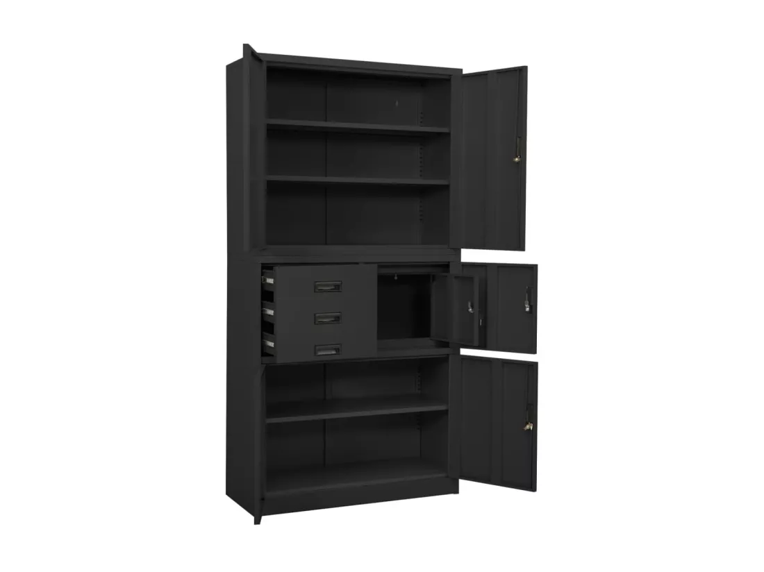 Armoire de bureau Anthracite 90x40x180 Acier 2