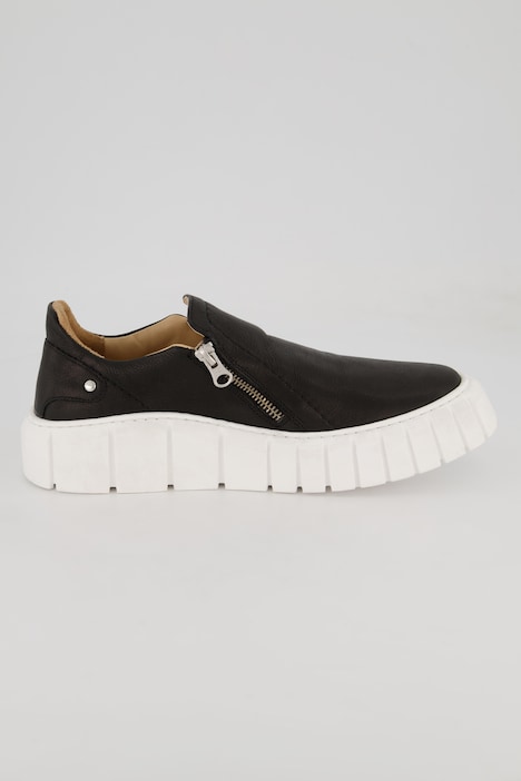 Leder-Slip-Ons, Zipper, Wechselfußbett, Komfortweite
