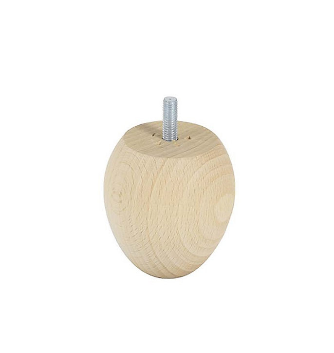Pied de lit ovale en hêtre Bar Plus texture bois H. 7 x L. 7 cm