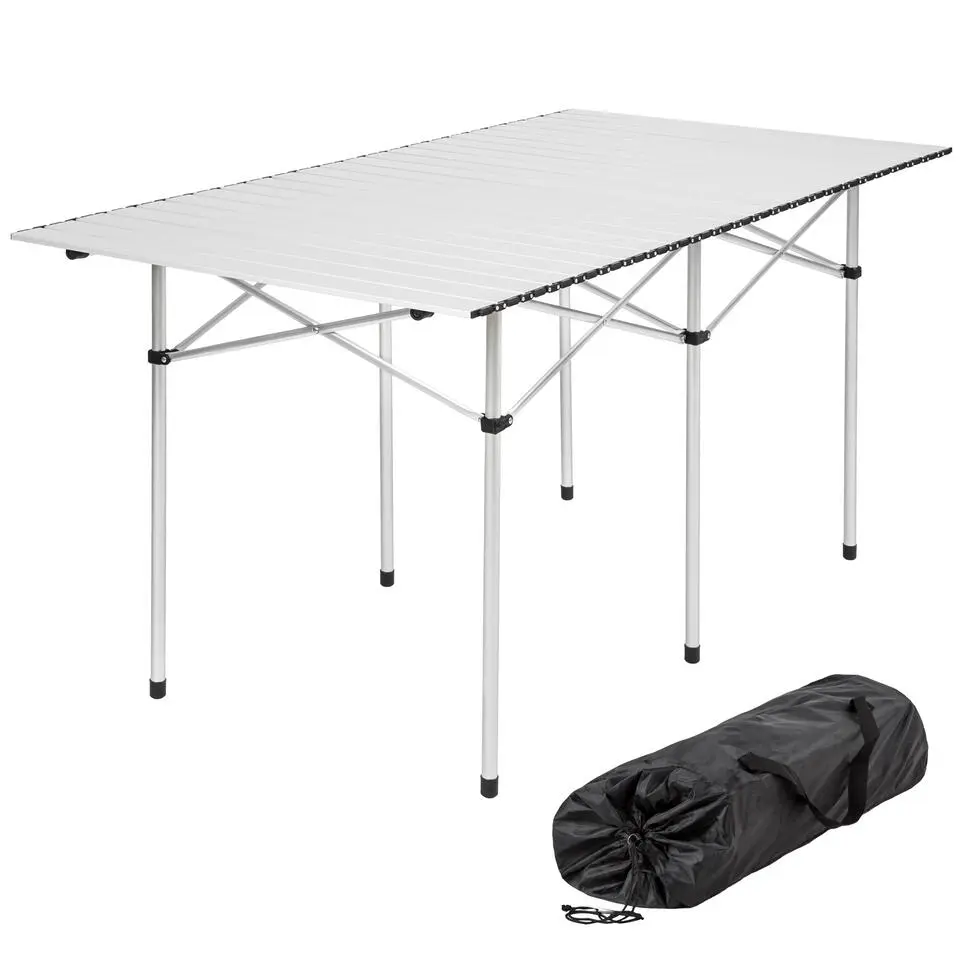 tectake Campingtafel van aluminium met tas 140x70x70cm , Grijs