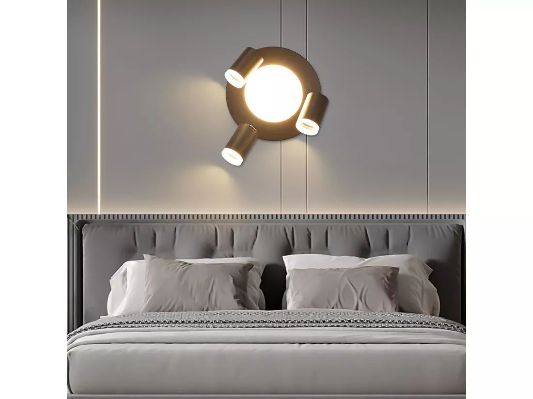 NETTLIFE Spot de plafond 3 ampoules GU10 20W chambre 3000k lampe cuisine noire orientable 350 orientable en métal