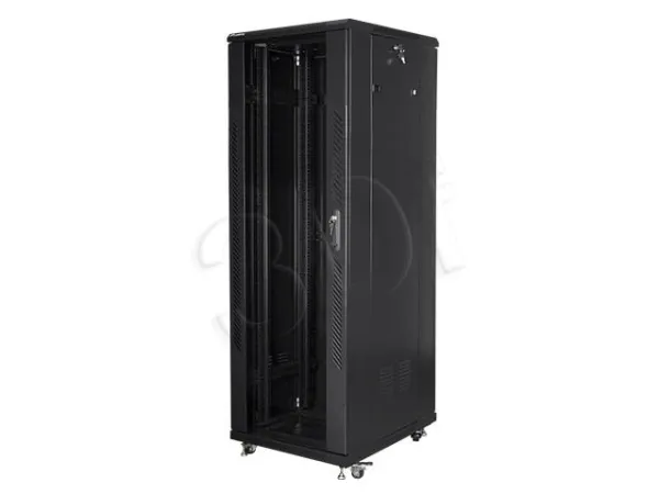 Lanberg FF01 series - Rack kabinet - med 4 køleblæsere - fritstående, gulvstående - sort, RAL 9004 - 37U - 19