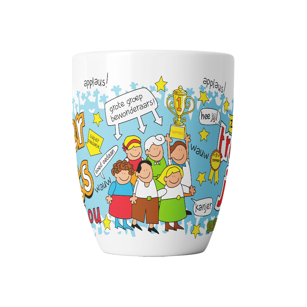 Trots Op Jou Mok Blauw Wit 12cm