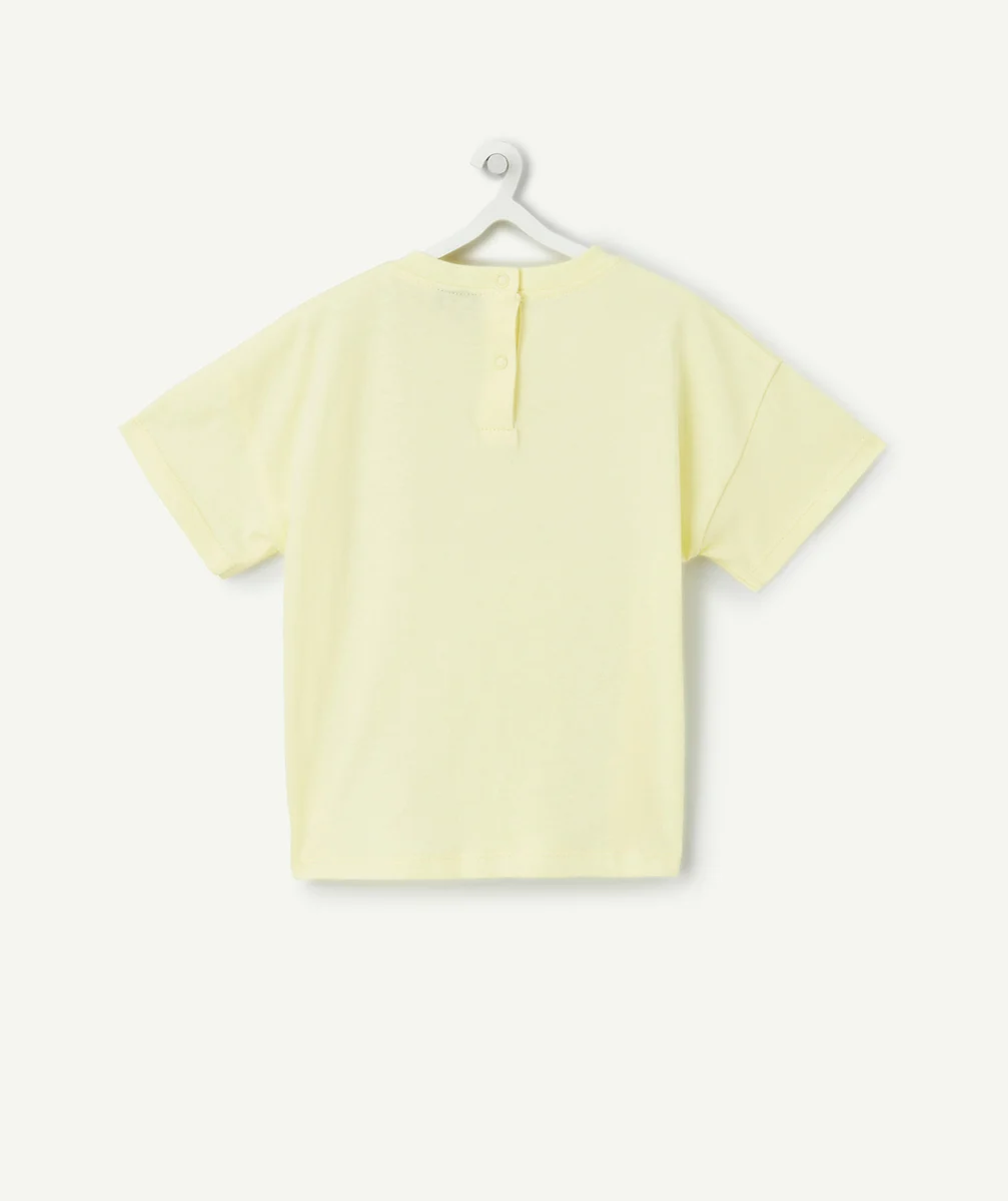t-shirt manches courtes bébé fille en coton bio jaune thème fleur