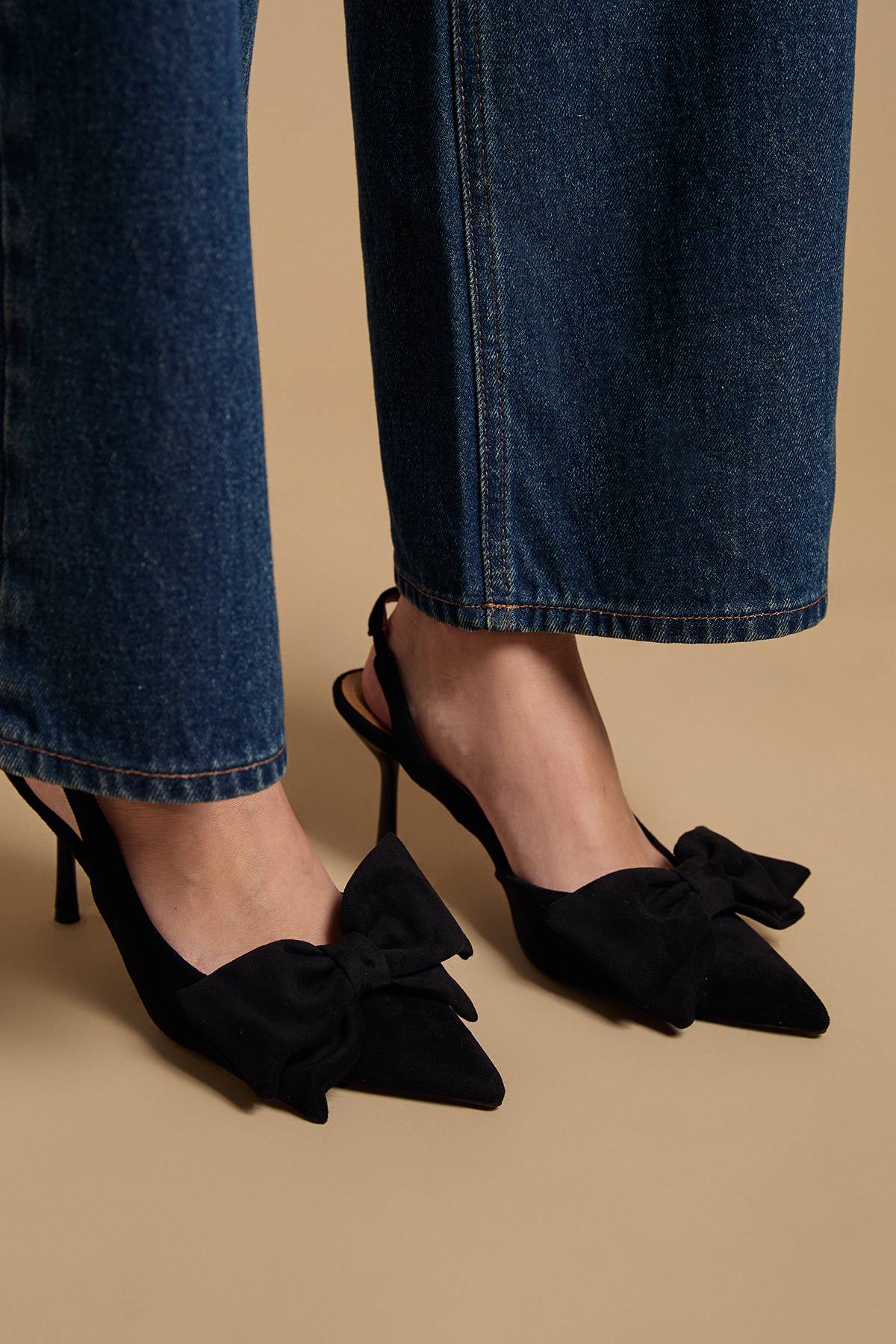 Oasis Escarpins Slingback À Talon Aiguille Haut En Synthétique Rose Avec Détail Nœud